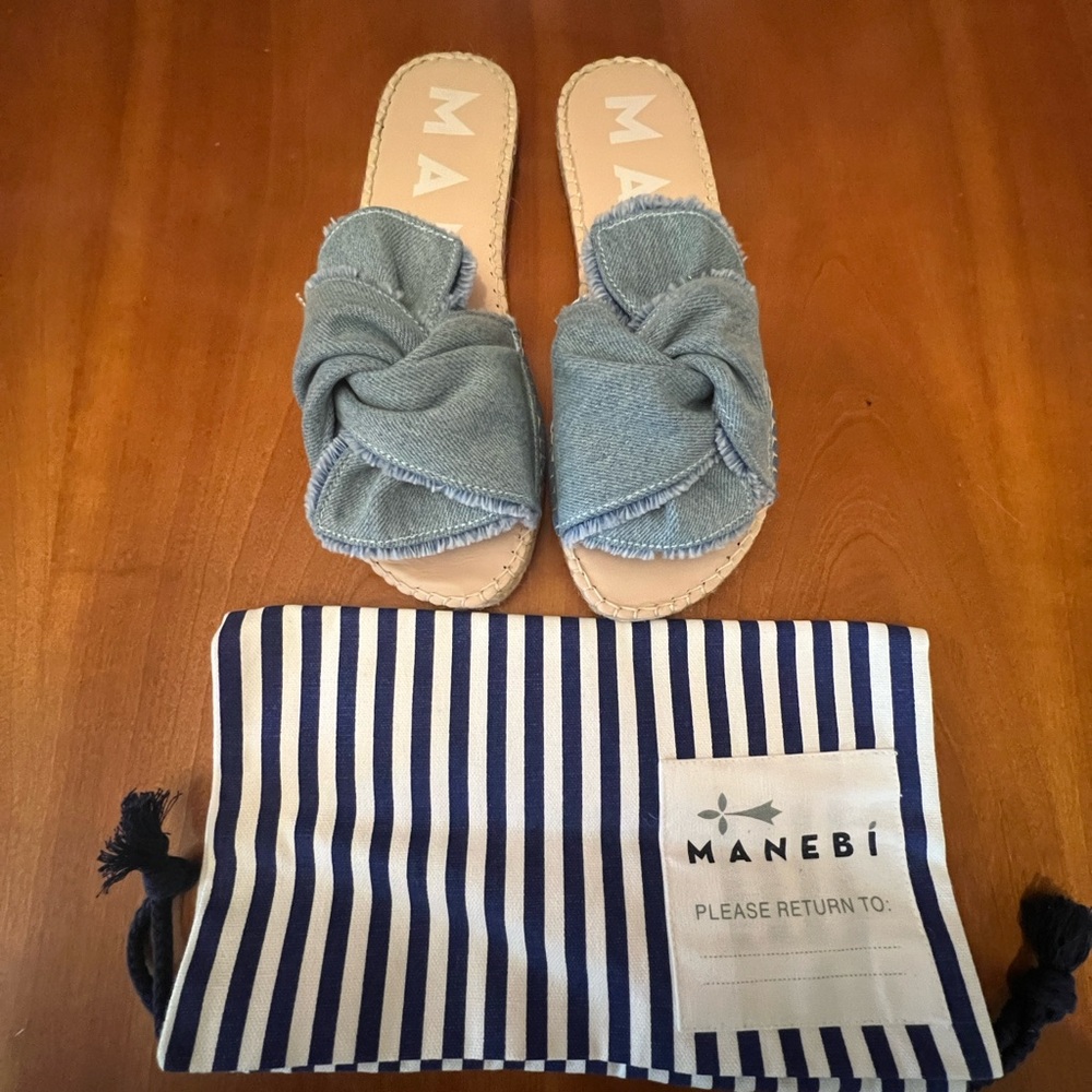 Women’s sz 7 (38) Manebi Saks 5th Arden’s now slides box damaged